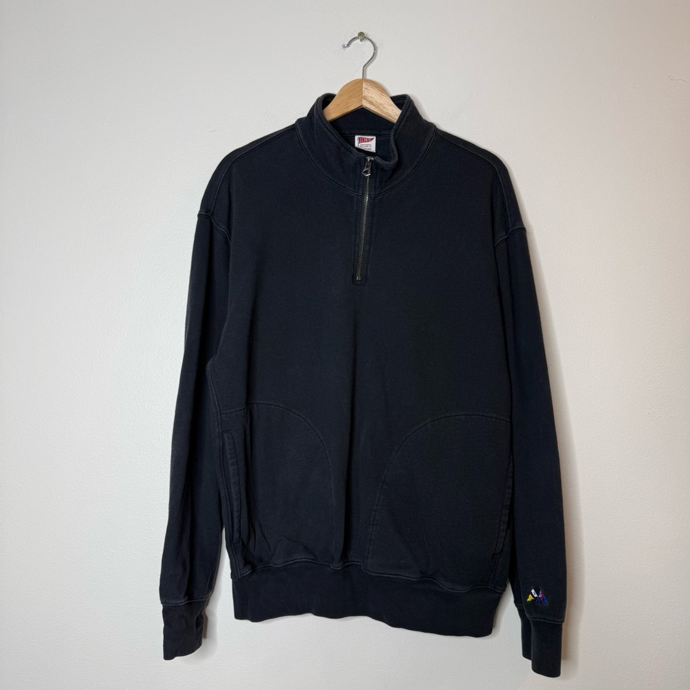 J Crew Relaxed-fit lightweight french terry quarter-zip sweatshirt black medium